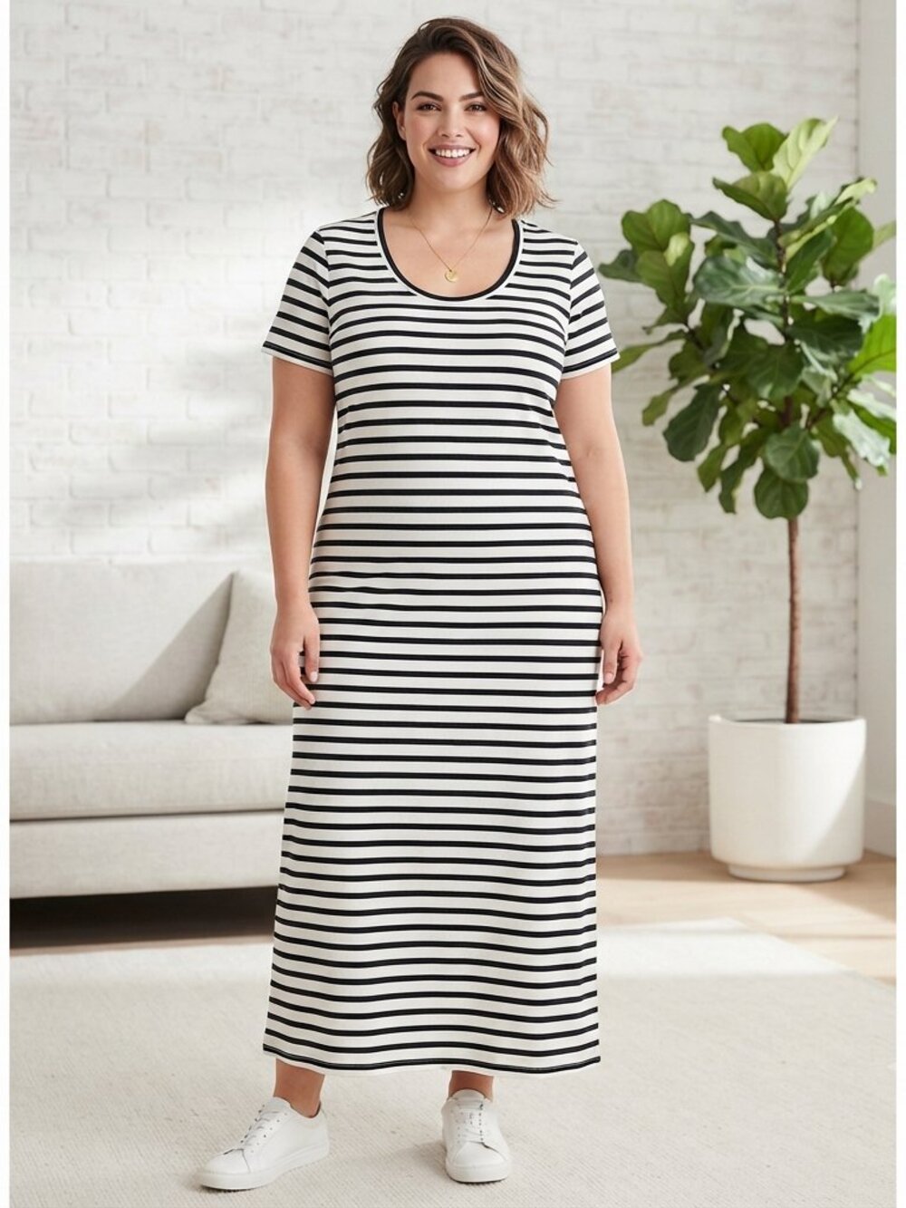 J Crew Black & White Stripe Maxi Dress 2X